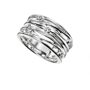 Elements Silver Wrapped Wire Style Ring With CZ R2885CZ360