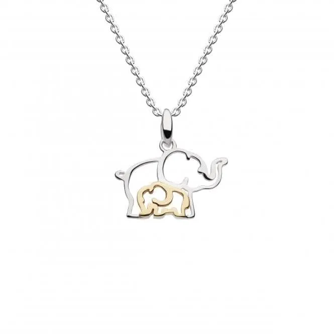Elephant and Baby with Gold Plate Pendant 9364GD