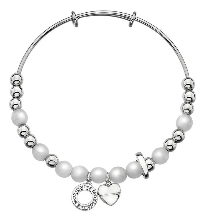 Emozioni Bangle White Mother of Pearl Silver