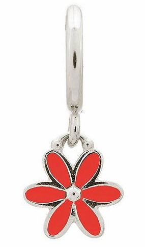 Endless Jewellery Charm Enamel Flower Drop Red Silver
