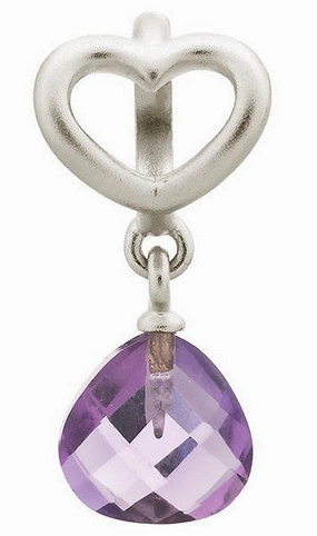 Endless Jewellery Charm Heart Grip Drop Amethyst Silver