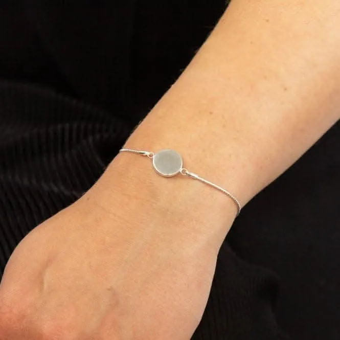 Engravable Silver Disc Toggle Bracelet B5305