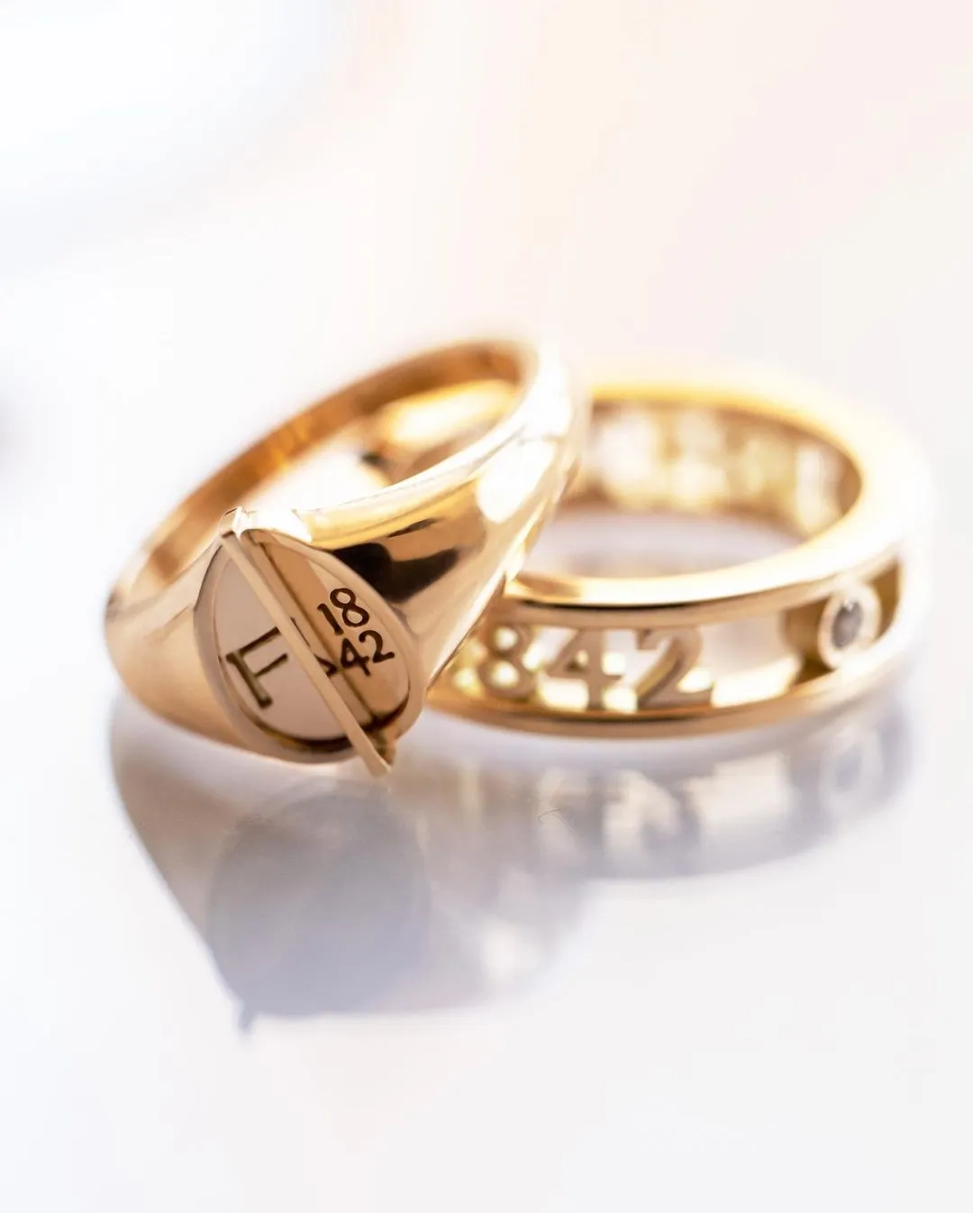Faberge 1842 18ct Yellow Gold Diamond Signature Ring