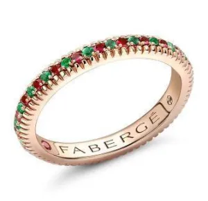 Faberge Colours of Love 18ct Rose Gold Emerald Ruby Fluted Band Ring