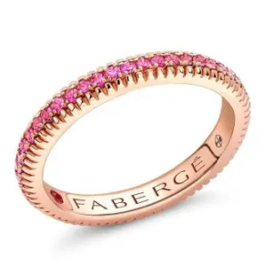 Faberge Colours of Love 18ct Rose Gold Pink Sapphire Fluted Band Ring