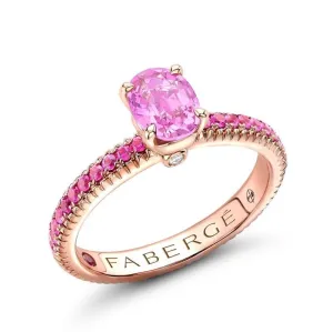 Faberge Colours of Love 18ct Rose Gold Pink Sapphire Fluted Ring