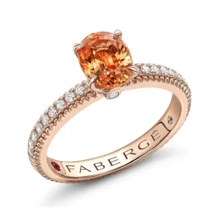 Faberge Colours of Love 18ct Rose Gold Spessartite Diamond Fluted Ring