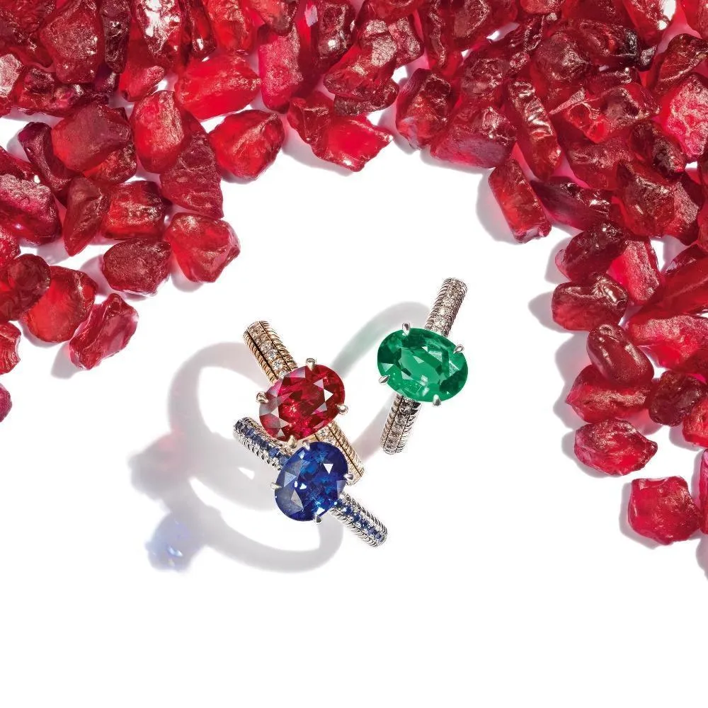 Faberge Colours of Love 18ct White Gold Blue Sapphire Fluted Ring