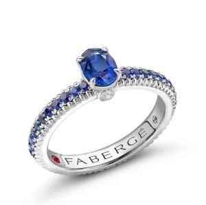 Faberge Colours of Love 18ct White Gold Blue Sapphire Fluted Ring