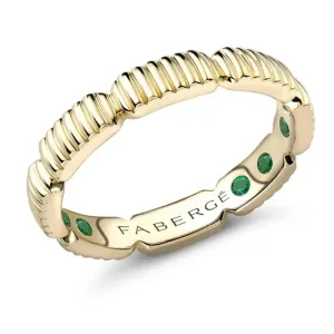 Faberge Colours of Love 18ct Yellow Gold Fluted Healing Ring with Hidden Emeralds