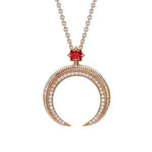 Faberge Colours of Love Hilal 18ct Rose Gold Ruby Diamond Pendant