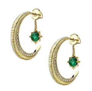 Faberge Colours of Love Hilal 18ct Yellow Gold Emerald Diamond Earrings