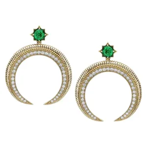 Faberge Colours of Love Hilal 18ct Yellow Gold Emerald Diamond Earrings