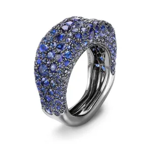 Faberge Emotion 18ct White Gold Blue Sapphire Thin Ring