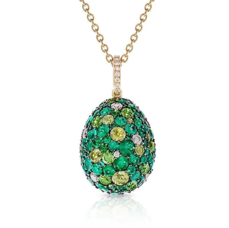 Faberge Emotion 18ct Yellow Gold Green Pendant