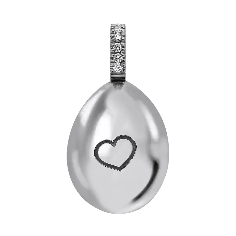 Faberge Essence 18ct White Gold 0.08ct Diamond Heart  Egg Charm Exclusive Edition