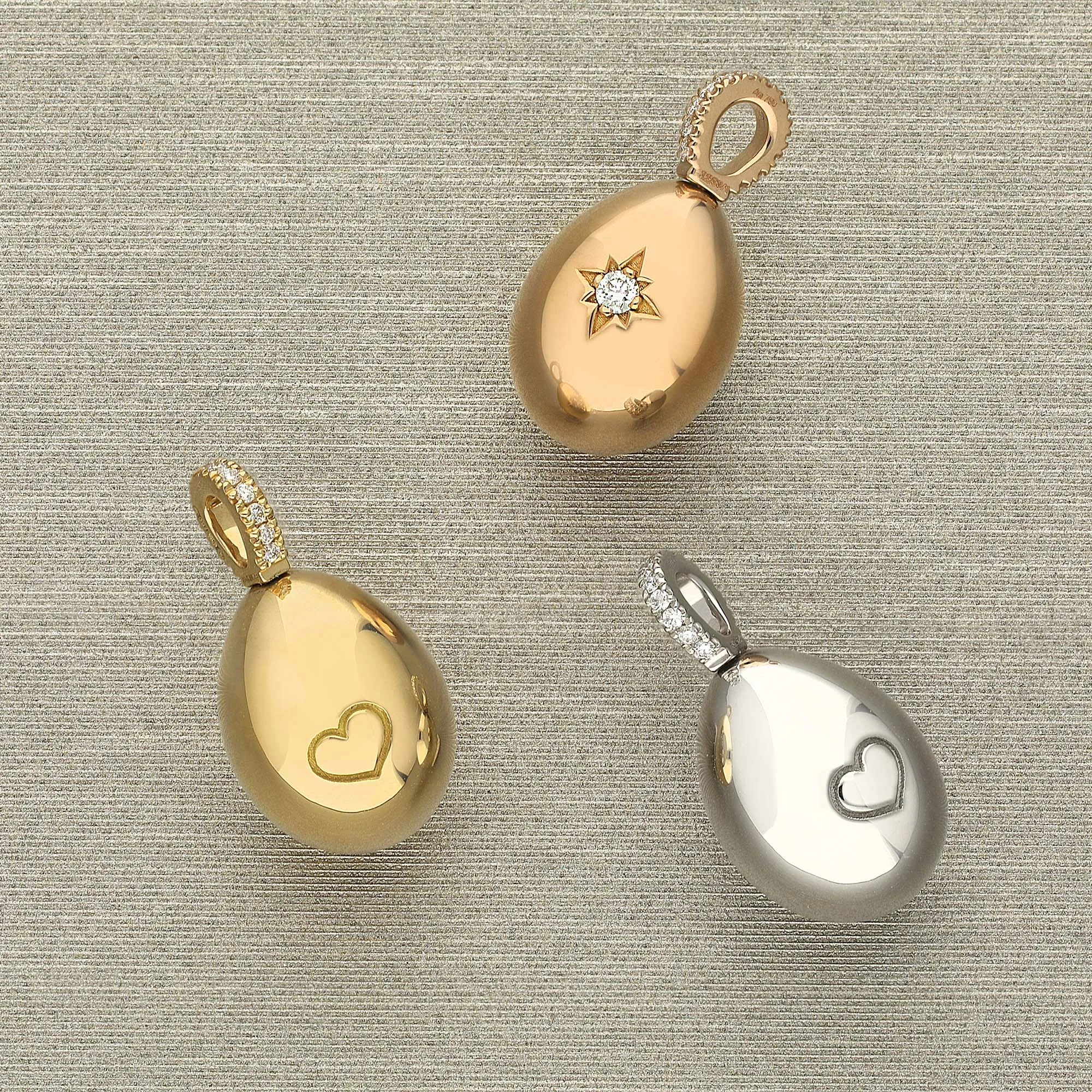 Faberge Essence 18ct White Gold 0.08ct Diamond Heart  Egg Charm Exclusive Edition