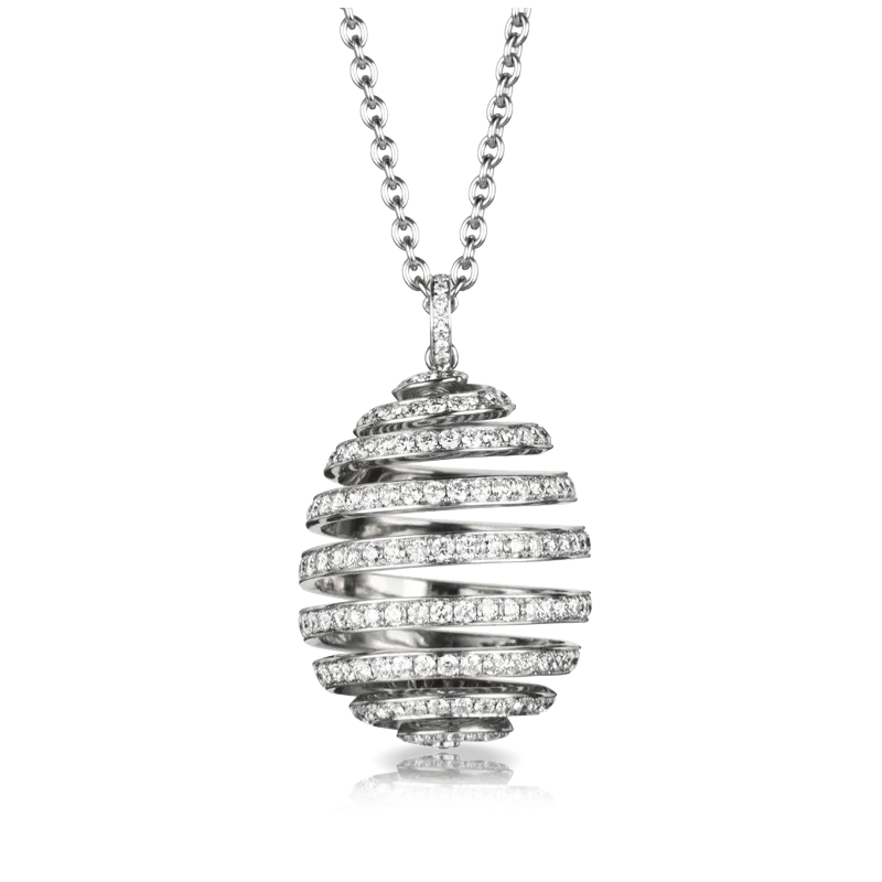 Faberge Essence Spiral 18ct White Gold Diamond Pendant