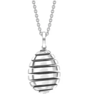 Faberge Essence Spiral 18ct White Gold Egg Pendant