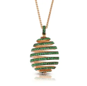 Faberge Essence Spiral 18ct Yellow Gold Emerald Pendant