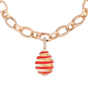 Faberge Essence Spiral Rose Gold Diamond Red Enamel Charm