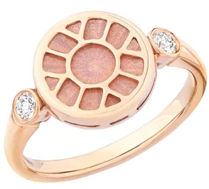 Faberge Heritage 18ct Rose Gold Diamond Pink Enamel Ring