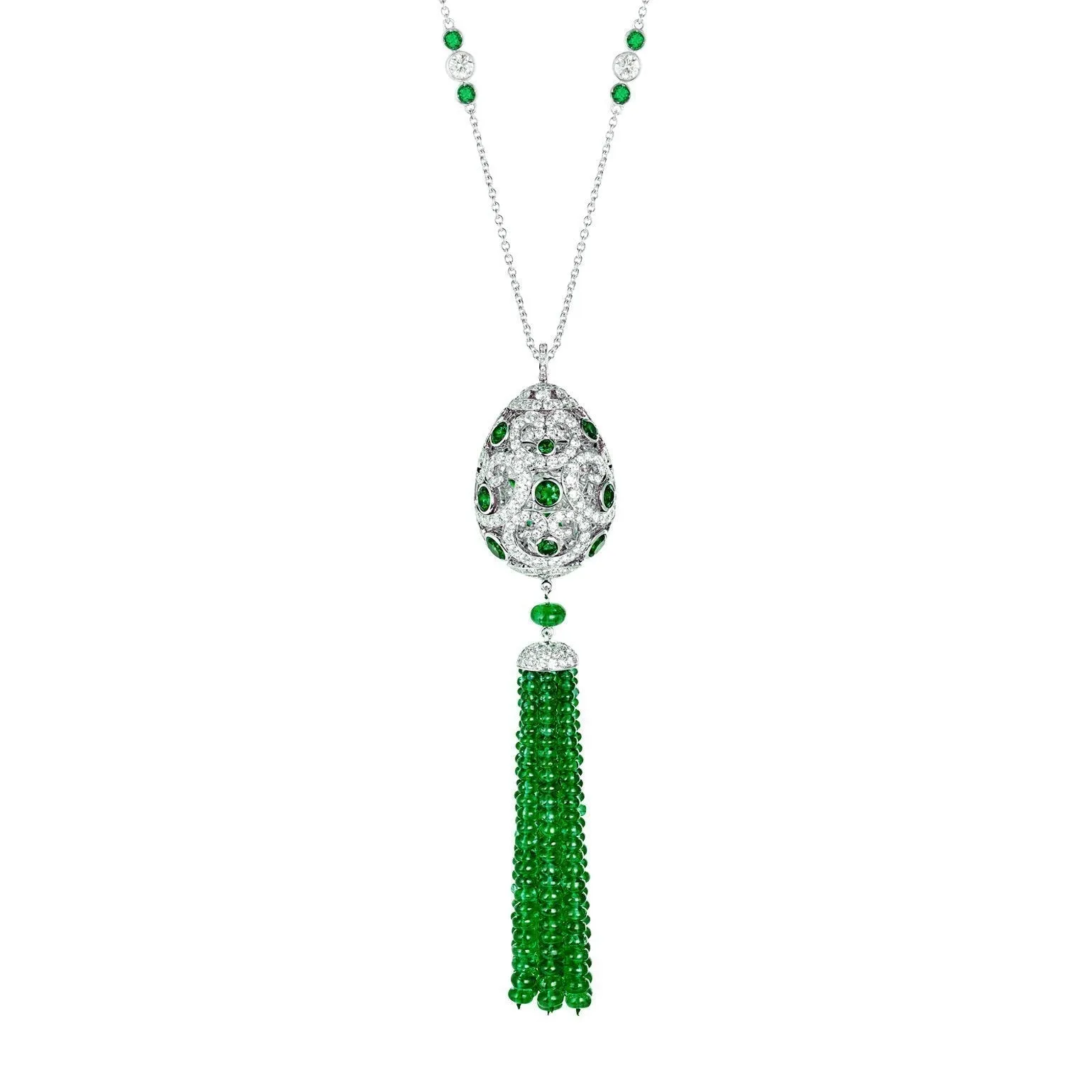 Faberge Imperial Imperatrice Emerald Tassel Pendant