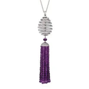 Faberge Imperial Spiral Diamond and Amethyst Tassel Pendant