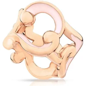 Faberge Rococo 18ct Rose Gold Pink Enamel Wide Ring D