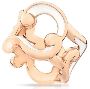 Faberge Rococo 18ct Rose Gold White Enamel Wide Ring D