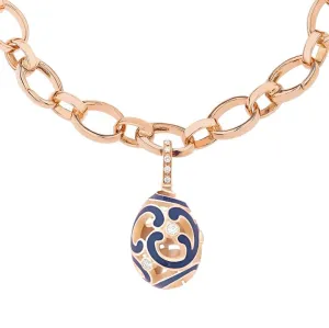 Faberge Rococo Gold 0.10ct Diamond Royal Blue Enamel Charm