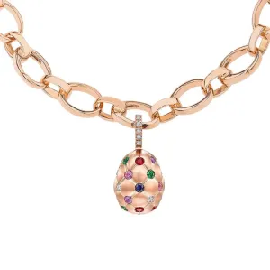 Faberge Treillage 18ct Rose Gold Multi Coloured Brushed Charm