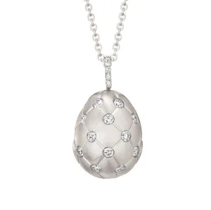 Faberge Treillage 18ct White Gold Diamond Matt Pendant