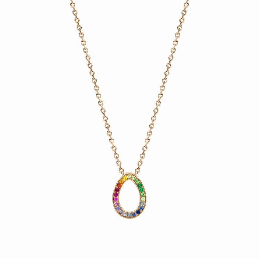 Faberge Colours of Love Sasha 18ct Rose Gold Rainbow Gemstone Egg Necklace