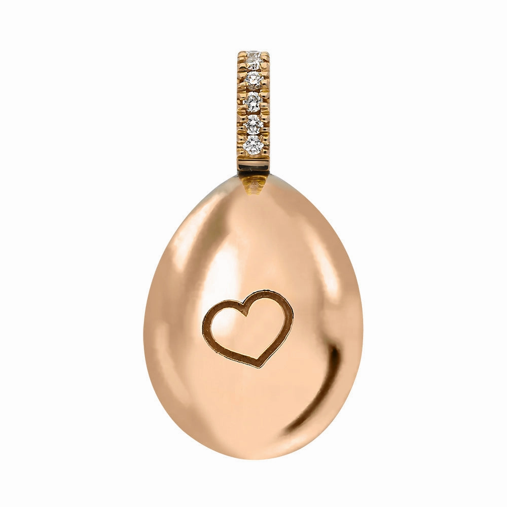 Faberge Essence 18ct Rose Gold 0.08ct Diamond Heart Egg Charm Exclusive Edition