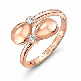 Faberge Essence 18ct Rose Gold Diamond Crossover Ring