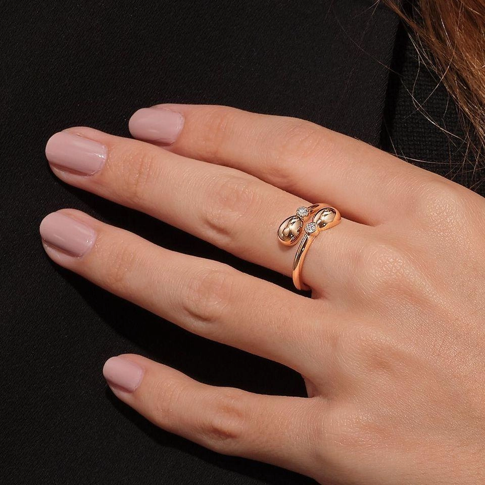 Faberge Essence 18ct Rose Gold Diamond Crossover Ring