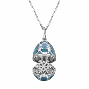 Faberge Palais Tsarskoye Selo Teal Locket with Snowflake Surprise