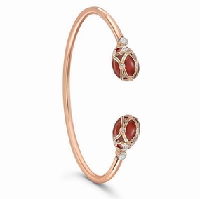 Faberge Palais Yelagin 18ct Rose Gold Diamond Red Open-Set Bangle
