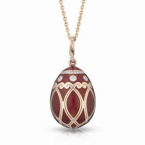Faberge Palais Yelagin 18ct Rose Gold Diamond Red Pendant