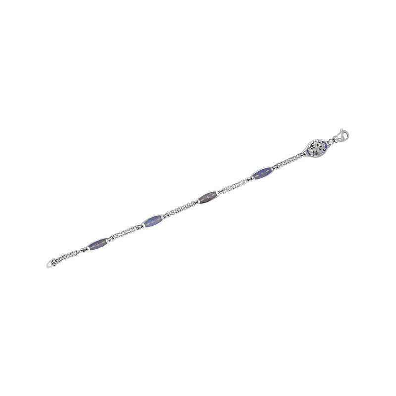 Faberge Victor Mayer 18ct White Gold Blue Enamel Linked Chain Bracelet