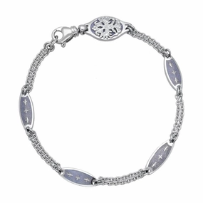 Faberge Victor Mayer 18ct White Gold Blue Enamel Linked Chain Bracelet