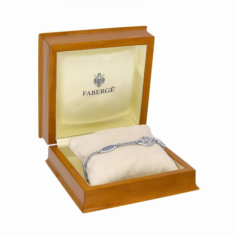 Faberge Victor Mayer 18ct White Gold Blue Enamel Linked Chain Bracelet