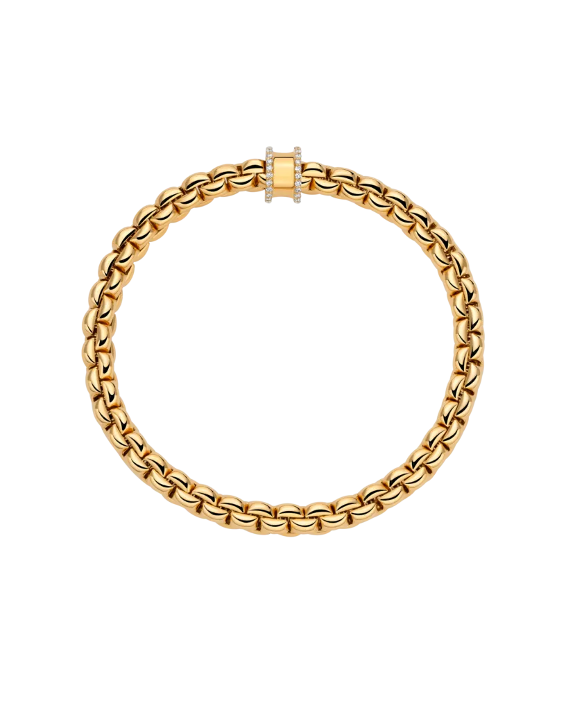 Fope 18ct Yellow Gold 0.17ct Diamond Pav Flex'it Bracelet