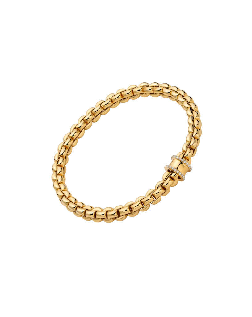 Fope 18ct Yellow Gold 0.17ct Diamond Pav Flex'it Bracelet
