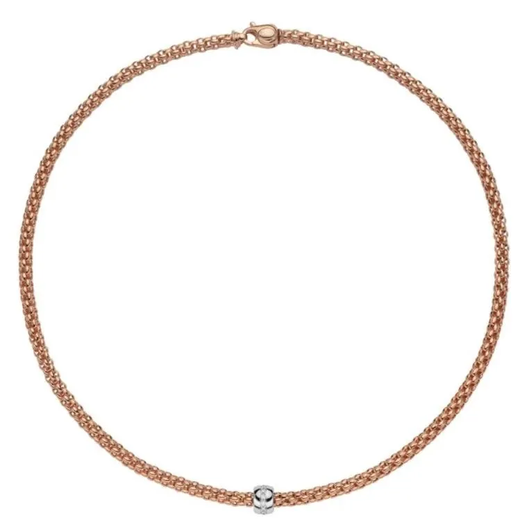 Fope Flex'it Solo 18ct Rose Gold 0.10ct Diamond Necklace