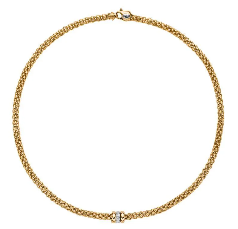 Fope Flex'it Solo 18ct Yellow Gold 0.10ct Diamond Necklace