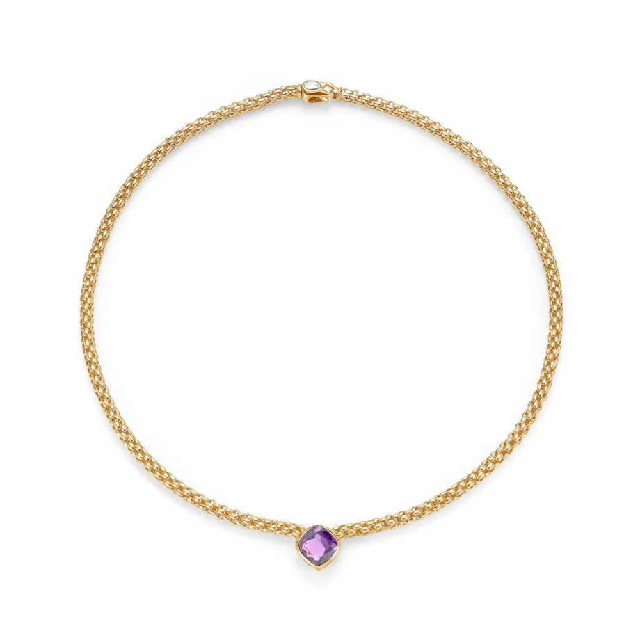 Fope FLEX'IT SOLO Necklace Amethyst 18ct Yellow Gold