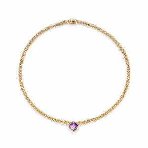 Fope FLEX'IT SOLO Necklace Amethyst 18ct Yellow Gold