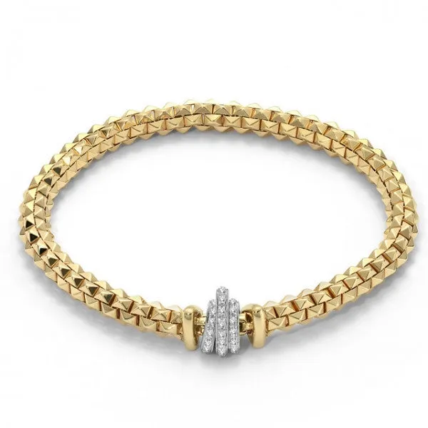 Fope Flex'It Wild Rose 18ct Yellow Gold 0.33ct Diamond Size M Bracelet